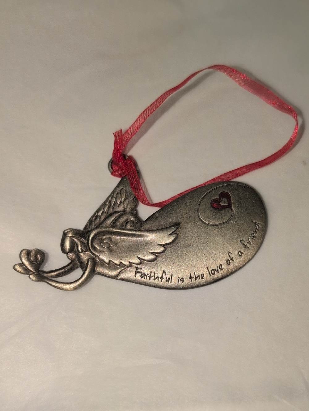 🥀3/$25🥀 Angel Heart Wing Faithful Love Friend Ornament with Red Ribbon